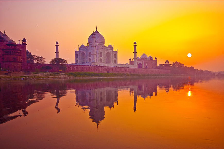 India - Agra - the Taj Mahal at sunset from Mehtab Bagh
